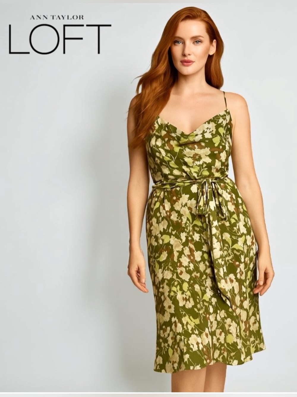 Ann Taylor LOFT Green Floral Dress